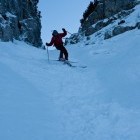 Skiing in the gully above Suha meadow